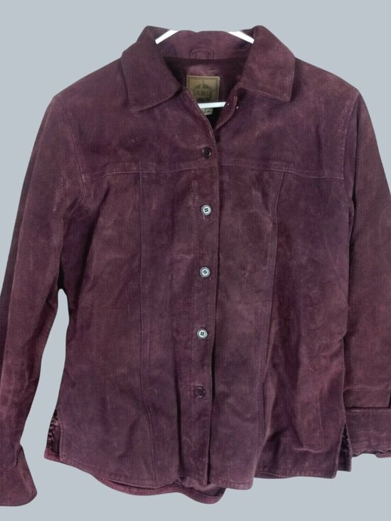 Ami Jackets & Blazers - AMI Vintage Suede Leather Jacket Womens M Burgundy Moto Biker Travel Layer